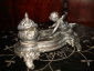 Старинная дамская чернильница с фигуркой амура,второе рококо,серебрение,19век - вид 7