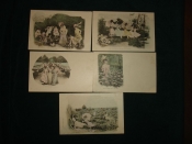 5старинных открыток(комплект) фривольного содержания(с налетом эротики),Франция.Париж,до 1917г.