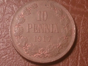10 пенни 1917 год Российско-Финские (AU) орлы без короны _229_