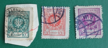 Польша 1924 Герб Орел Sc#219, 220, 225 Used