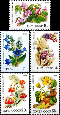 СССР 1988 год . Флора . Цветы широколиственных лесов . Полная серия .