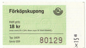 Транспортный билет 18 крон Стокгольм Щвеция