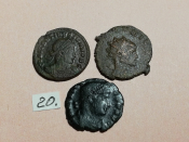 №20 Монеты Рим 4 век н.э. АЕ-Follis Оригинал Лот 3 монеты