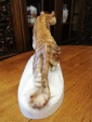 Редкая скульптура тигра Скульптор Otto Jarl (1856-1915 гг.) Керамика Чехословакия Начало 20 века - вид 5