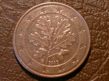 Германия 5 Евро центов, евроцентов, центов (5 cent) 2002 года, G 