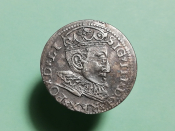 Монета 3 гроша 1596 год Рига Серебро Оригинал