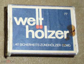 Спичечный коробок с этикеткой Германия 1980-е Welt Holzer