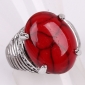 Очаровательное кольцо с красной бирюзой из полированного тибетского серебра - вид 3