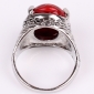 Очаровательное кольцо с красной бирюзой из полированного тибетского серебра - вид 2