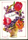 Открытка СССР 1977 г. 8 марта, цветы, корзина. худ. А. Плаксин ДМПК чистая К002