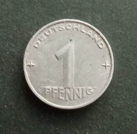 1 пфенниг (pfennig) 1953 года A  ГДР КМ# 5