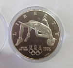 1 доллар 1996 год, Серебро, Proof, XXVI летние Олимпийские Игры, Атланта 1996 - Прыжки в высоту