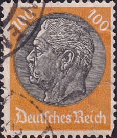 Германия , рейх . 1933 год . Гинденбург (1847-1934), 2nd President 100 pf . Каталог 17,0 €.(4)